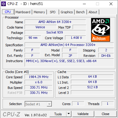 screenshot of CPU-Z validation for Dump [hemz51] - Submitted by  Noliso  - 2021-09-30 13:24:53
