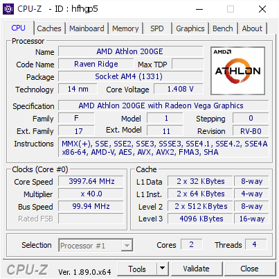 screenshot of CPU-Z validation for Dump [hfhgp5] - Submitted by  DESKTOP-BSGTSN9  - 2019-06-22 21:51:41
