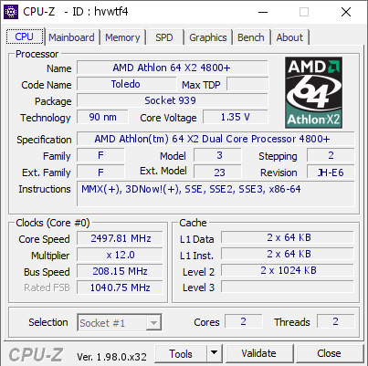 screenshot of CPU-Z validation for Dump [hvwtf4] - Submitted by  Seven7 Of Nine9  - 2021-12-27 19:38:46