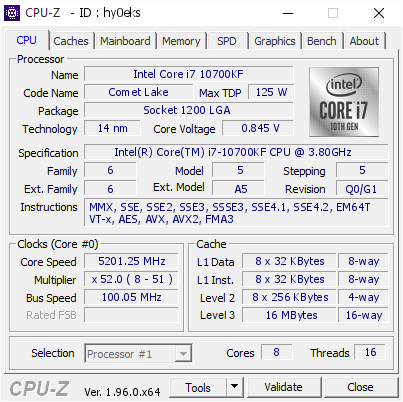 screenshot of CPU-Z validation for Dump [hy0eks] - Submitted by  DESKTOP-VIJL13D  - 2021-06-22 09:13:16