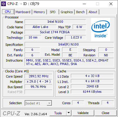 screenshot of CPU-Z validation for Dump [i3lj79] - Submitted by  Speedy22  - 2023-09-12 09:06:16