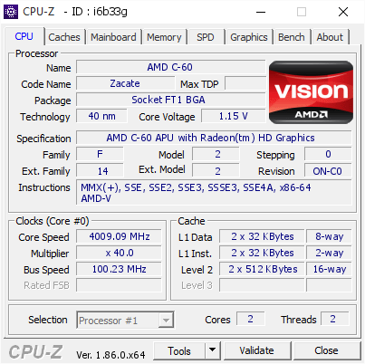 screenshot of CPU-Z validation for Dump [i6b33g] - Submitted by  Anonymous  - 2018-09-29 21:10:18