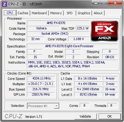 screenshot of CPU-Z validation for Dump [id51mh] - Submitted by  GAME-PC  - 2015-07-23 11:07:16