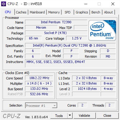 Beyond Zeebrasem emulsie Intel Pentium T2390 @ 1862.22 MHz - CPU-Z VALIDATOR