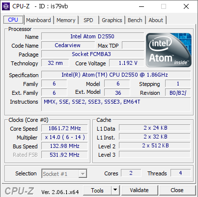 screenshot of CPU-Z validation for Dump [is79vb] - Submitted by  Anonymous  - 2023-08-25 03:13:14
