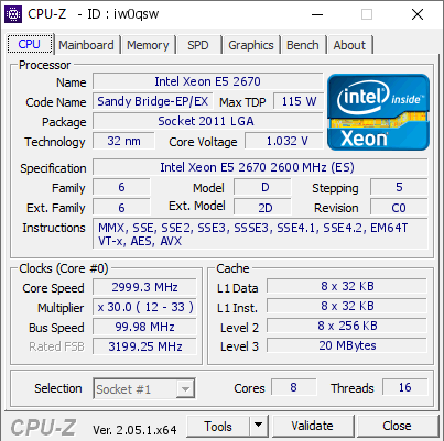 screenshot of CPU-Z validation for Dump [iw0qsw] - Submitted by  Anonymous  - 2023-05-01 11:14:48
