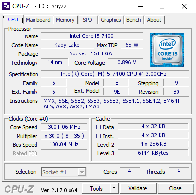 screenshot of CPU-Z validation for Dump [iyhyzz] - Submitted by  DESKTOP-973HUJF  - 2026-01-07 10:59:09