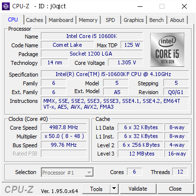 screenshot of CPU-Z validation for Dump [j0qjct] - Submitted by  Anonymous  - 2021-04-02 11:10:07