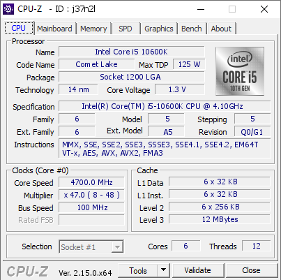 screenshot of CPU-Z validation for Dump [j37n2l] - Submitted by  Gulvk  - 2025-04-12 01:14:43