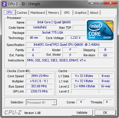 screenshot of CPU-Z validation for Dump [khmg0i] - Submitted by  KaperinhoPC  - 2014-02-12 15:02:48