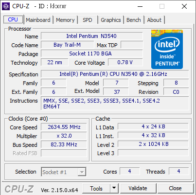 screenshot of CPU-Z validation for Dump [kkxrxr] - Submitted by  WIN-94RNAVEH2OQ  - 2025-06-12 03:57:38