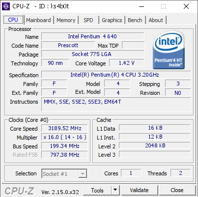 screenshot of CPU-Z validation for Dump [ks4b0t] - Submitted by  DESKTOP-O7L2SJR  - 2025-05-01 20:14:57
