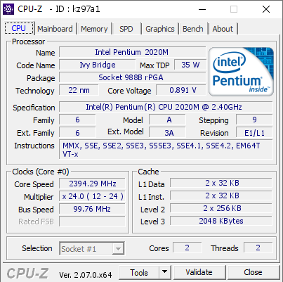 screenshot of CPU-Z validation for Dump [kz97a1] - Submitted by  DESKTOP-1SP4B3O  - 2023-09-25 15:59:02