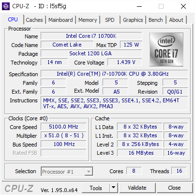 screenshot of CPU-Z validation for Dump [l5sf5g] - Submitted by  Anonymous  - 2021-03-30 01:58:00