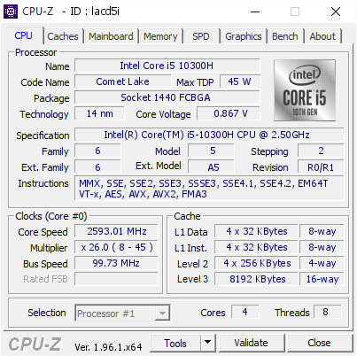 screenshot of CPU-Z validation for Dump [lacd5i] - Submitted by  GRANDCRU  - 2021-09-15 04:58:12