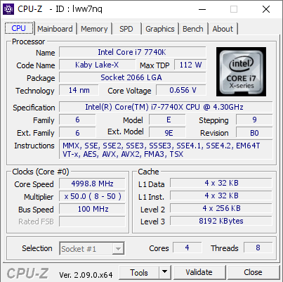 screenshot of CPU-Z validation for Dump [lww7nq] - Submitted by  Anonymous  - 2024-02-21 19:13:10