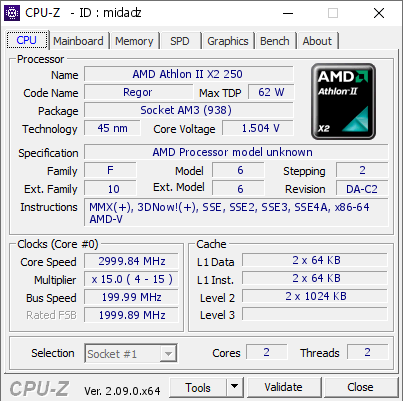 screenshot of CPU-Z validation for Dump [midadz] - Submitted by  Anonymous  - 2024-06-30 21:27:39