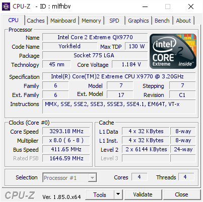 screenshot of CPU-Z validation for Dump [mlfhbv] - Submitted by  MIO-PC  - 2018-07-16 00:56:04