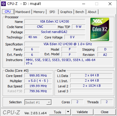 screenshot of CPU-Z validation for Dump [mupalt] - Submitted by  T510-PC  - 2023-01-24 07:34:35