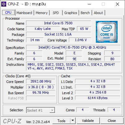 screenshot of CPU-Z validation for Dump [myup3u] - Submitted by  DESKTOP-0V0JIRI  - 2026-08-24 03:40:00