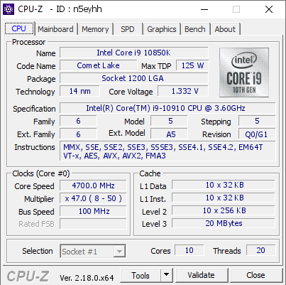 screenshot of CPU-Z validation for Dump [n5eyhh] - Submitted by  Anonymous  - 2026-05-22 05:54:29