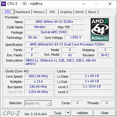 screenshot of CPU-Z validation for Dump [ndqfmq] - Submitted by  DESKTOP-S4OTRBQ  - 2024-07-24 23:00:46