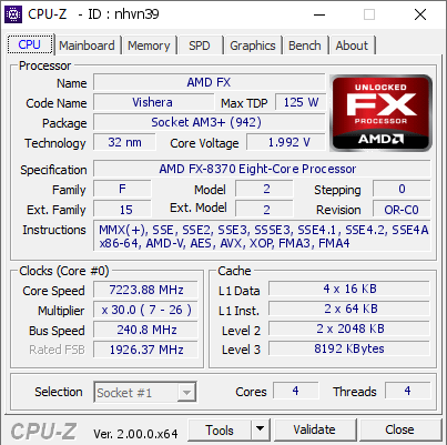 screenshot of CPU-Z validation for Dump [nhvn39] - Submitted by  Cavemanthe0ne  - 2022-04-09 02:03:19