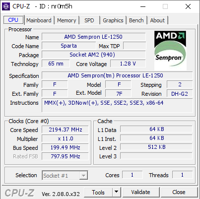 screenshot of CPU-Z validation for Dump [nr0m5h] - Submitted by  PC-DE-JÉRÔME  - 2023-12-08 07:14:26