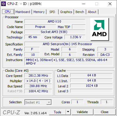 screenshot of CPU-Z validation for Dump [p1684c] - Submitted by  DESKTOP-2T0PQMV  - 2023-04-20 10:30:00