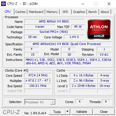 screenshot of CPU-Z validation for Dump [p2itri] - Submitted by  P.Mint  - 2019-06-20 15:56:01