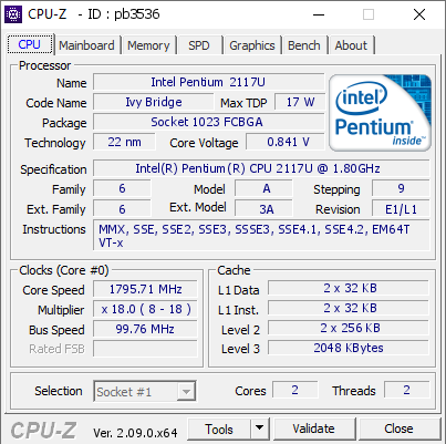screenshot of CPU-Z validation for Dump [pb3536] - Submitted by  WIN-G4CHE8HNO6D  - 2024-09-17 11:29:54