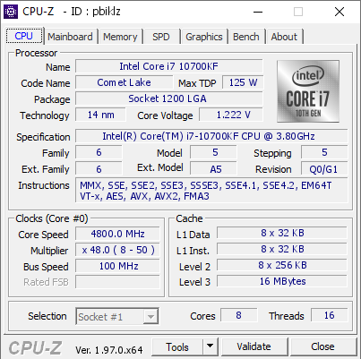 screenshot of CPU-Z validation for Dump [pbiklz] - Submitted by  DESKTOP-NEPLQTO  - 2021-08-27 02:53:03