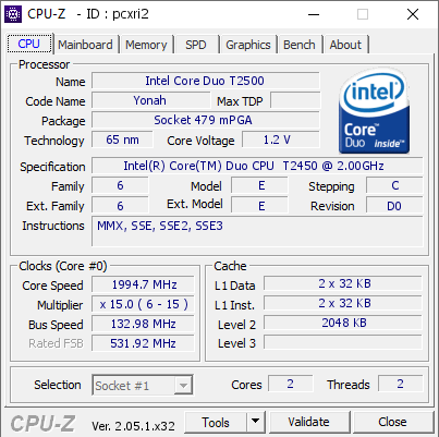 screenshot of CPU-Z validation for Dump [pcxri2] - Submitted by  SanyaX  - 2024-01-05 20:22:48