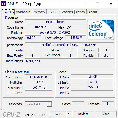 screenshot of CPU-Z validation for Dump [pf2gsp] - Submitted by  IdeaFix  - 2022-05-06 14:29:53