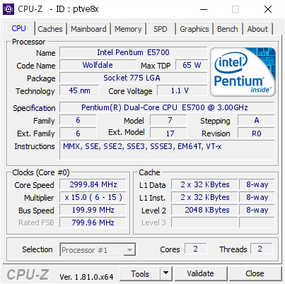 animatie Centimeter tijdschrift Intel Pentium E5700 @ 2999.84 MHz - CPU-Z VALIDATOR