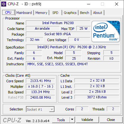 screenshot of CPU-Z validation for Dump [pxti9j] - Submitted by  KOMPUTER  - 2025-01-15 22:58:56