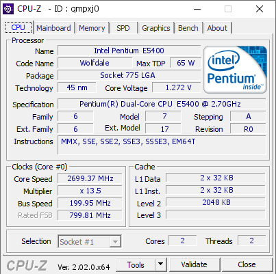 screenshot of CPU-Z validation for Dump [qmpxj0] - Submitted by  EDIVANIA-PC  - 2023-02-11 17:57:01