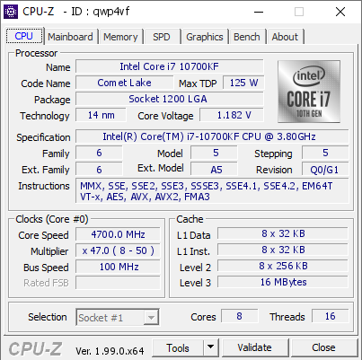 screenshot of CPU-Z validation for Dump [qwp4vf] - Submitted by  MSI  - 2022-01-22 15:36:17
