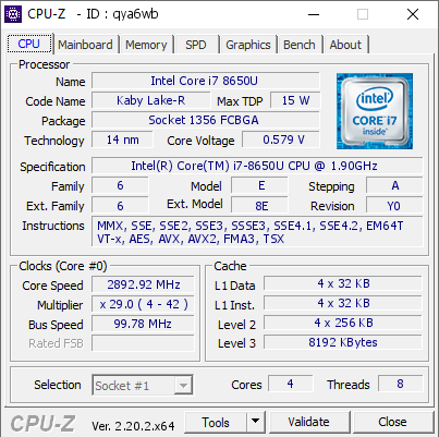 screenshot of CPU-Z validation for Dump [qya6wb] - Submitted by  Anonymous  - 2026-09-03 05:43:26