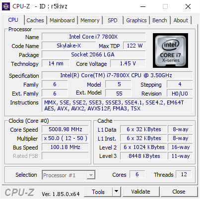 screenshot of CPU-Z validation for Dump [r5kivz] - Submitted by  DESKTOP-D0V3Q83  - 2018-06-20 20:44:54