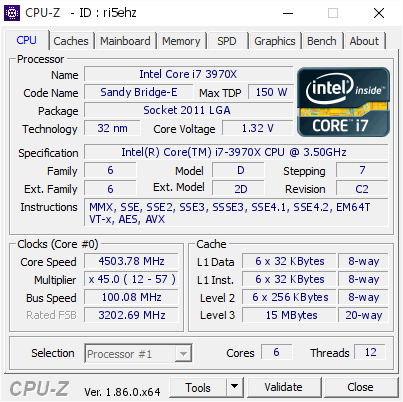 screenshot of CPU-Z validation for Dump [ri5ehz] - Submitted by  Anonymous  - 2018-08-26 23:49:57