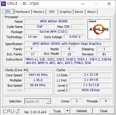 screenshot of CPU-Z validation for Dump [rl7jz9] - Submitted by  DESKTOP-7BLSL9F  - 2022-06-25 05:44:22