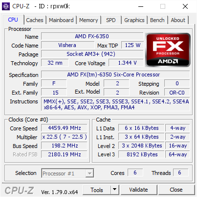 screenshot of CPU-Z validation for Dump [rpxw0k] - Submitted by  CyberPc-Pc  - 2017-05-20 05:22:55