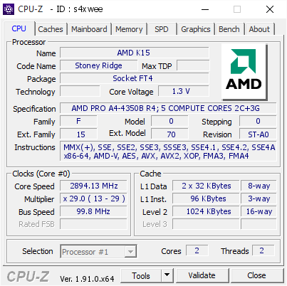 screenshot of CPU-Z validation for Dump [s4xwee] - Submitted by  Anonymous  - 2020-01-15 06:17:39