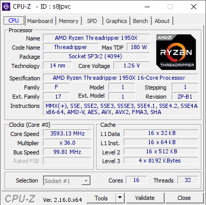 screenshot of CPU-Z validation for Dump [s8jpvc] - Submitted by  Anonymous  - 2025-08-23 16:28:26