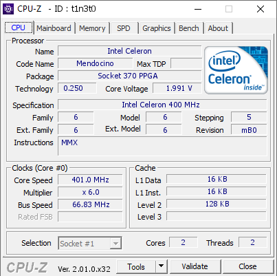 screenshot of CPU-Z validation for Dump [t1n3t0] - Submitted by  IdeaFix  - 2022-05-01 23:17:15
