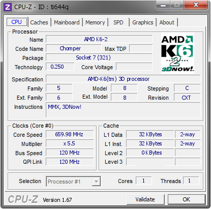 screenshot of CPU-Z validation for Dump [ti644q] - Submitted by  ludek111  - 2014-02-06 23:02:28