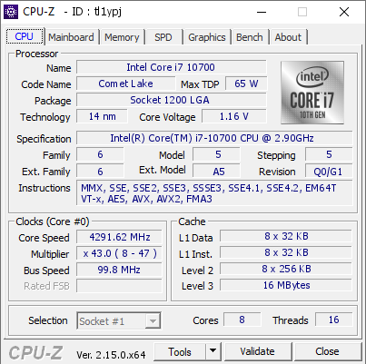 screenshot of CPU-Z validation for Dump [tl1ypj] - Submitted by  Anonymous  - 2025-06-29 21:56:54