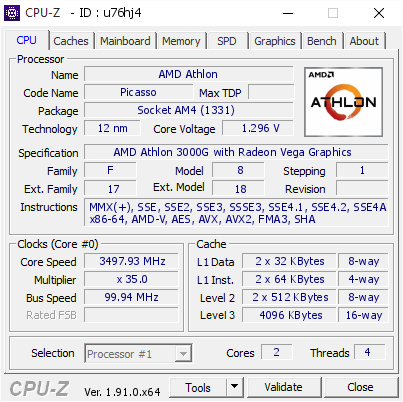 screenshot of CPU-Z validation for Dump [u76hj4] - Submitted by  Cr@zed^  - 2019-12-14 13:21:01