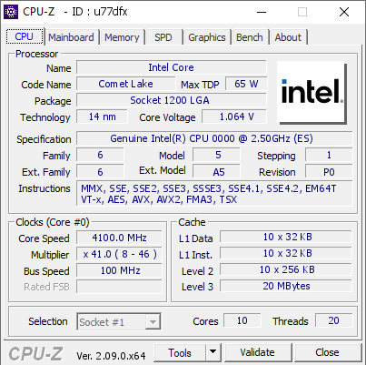 screenshot of CPU-Z validation for Dump [u77dfx] - Submitted by  DESKTOP-R7PH6AF  - 2024-06-13 20:28:53